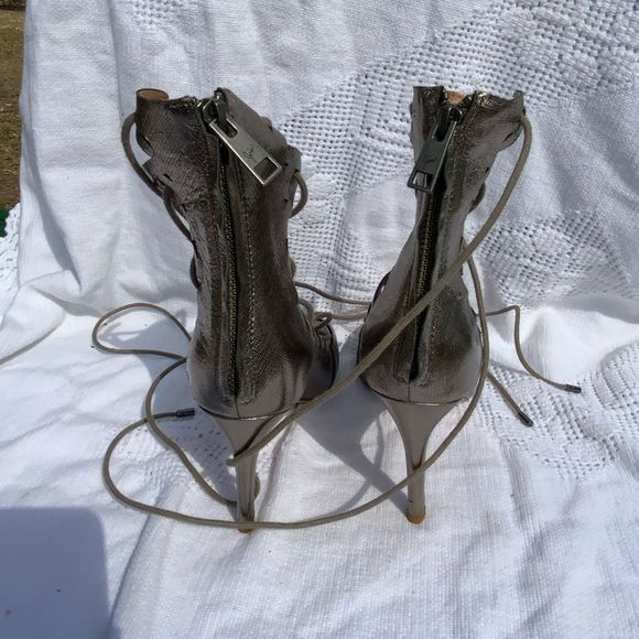 JOIE LEATHER CAGE LACE UP HEELS - Picture 7 of 13